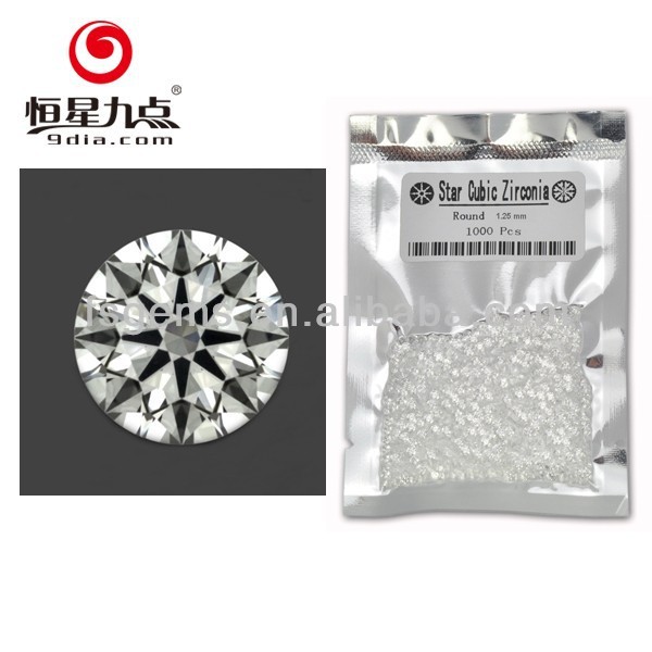 Wholesale 1.25mm High Quality Machine Cut Cubic Zirconia 8 Heart and 8 Arrow Star Cut White CZ Gemstones