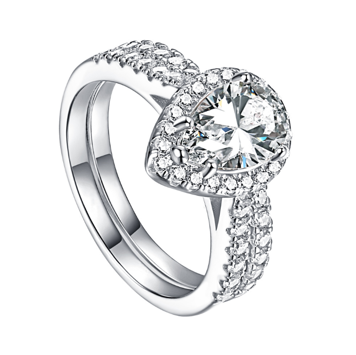 Women's 925 Sterling Silver Wedding and Engagement Ring Low Cost CZ White Rhodium Plated Elegant Style
