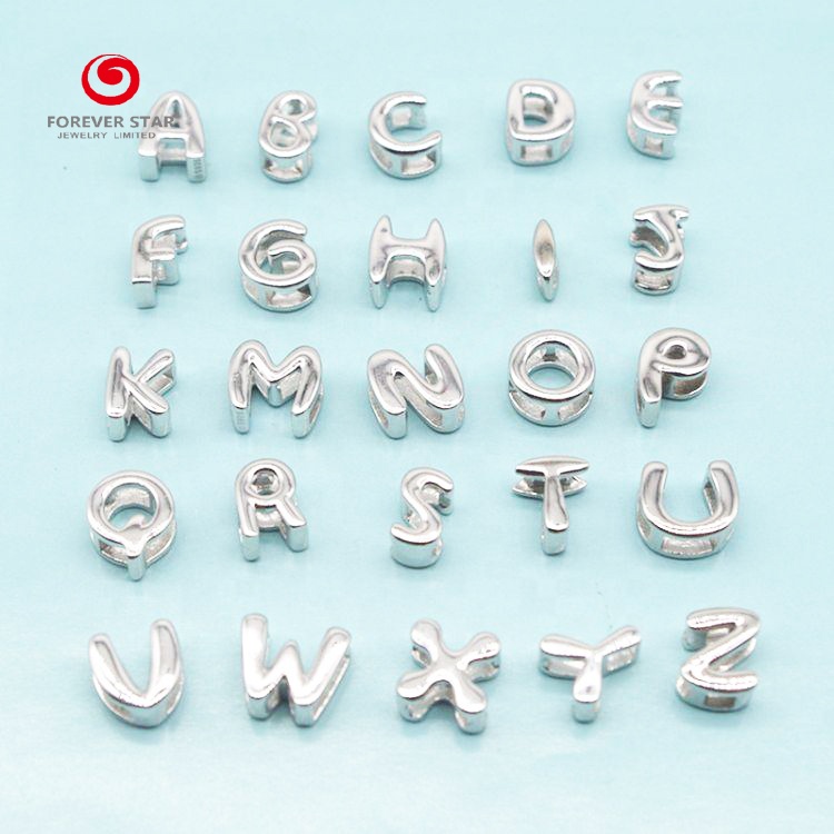 Factory Price Fashionable 925 Sterling Silver English Letter of the Alphabet DIY Charms Pendant for Necklace