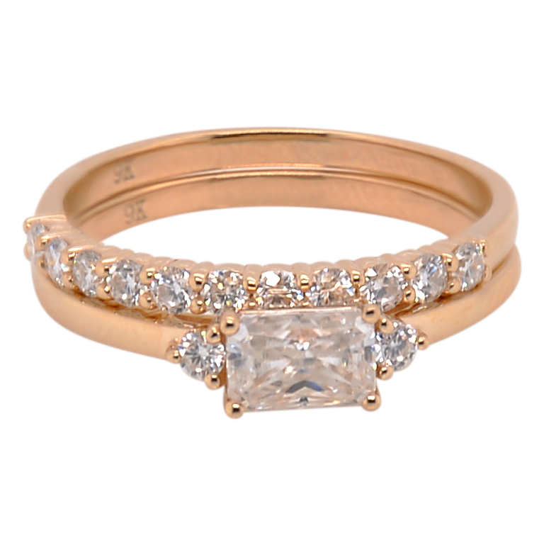 Factory Low Price Whole Sale Rediant Ice Cut Moissanite Ring Set Women