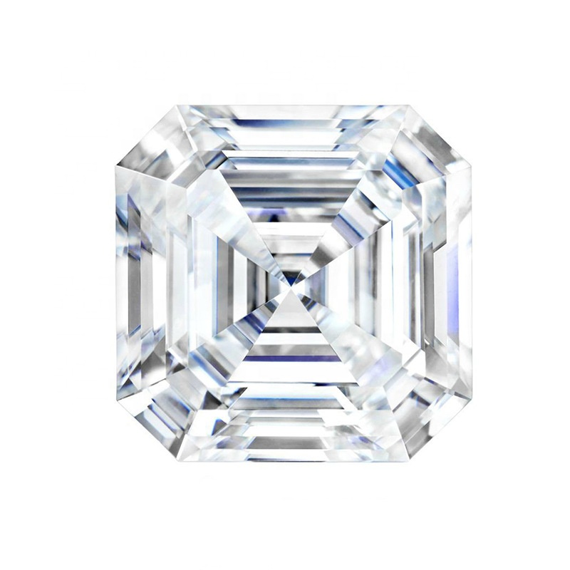 Wholesale Loose 1ct Asscher Cut DEF VVS White Pleochroic Moissanite Lab Created Gemstone Ring 3mm Height Heat Treated Aigs 6*6mm