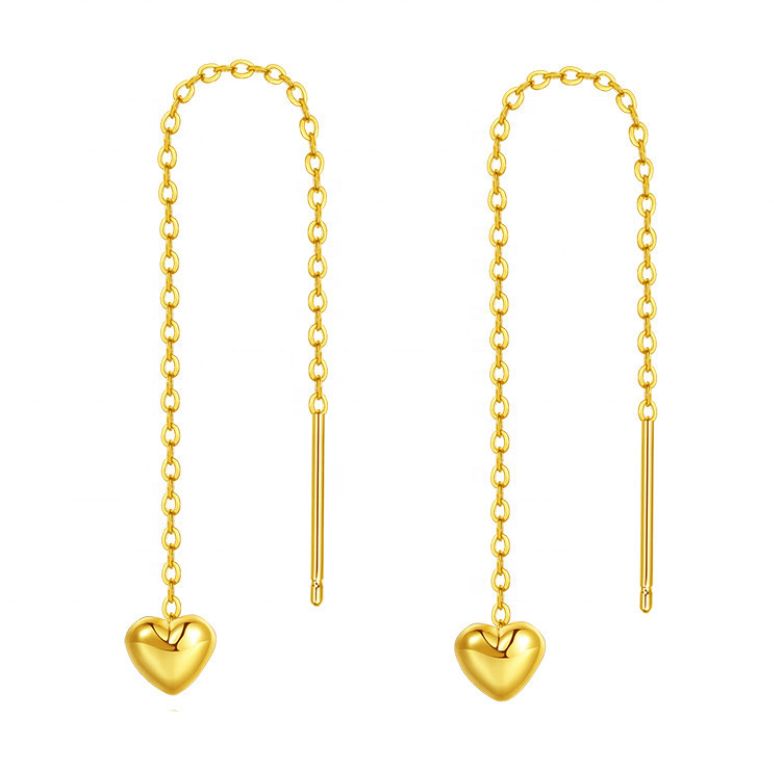 Forever Star 18K Gold Heart Pendant Earrings for Women Fashionable Classic Style for Wedding Party or Gift
