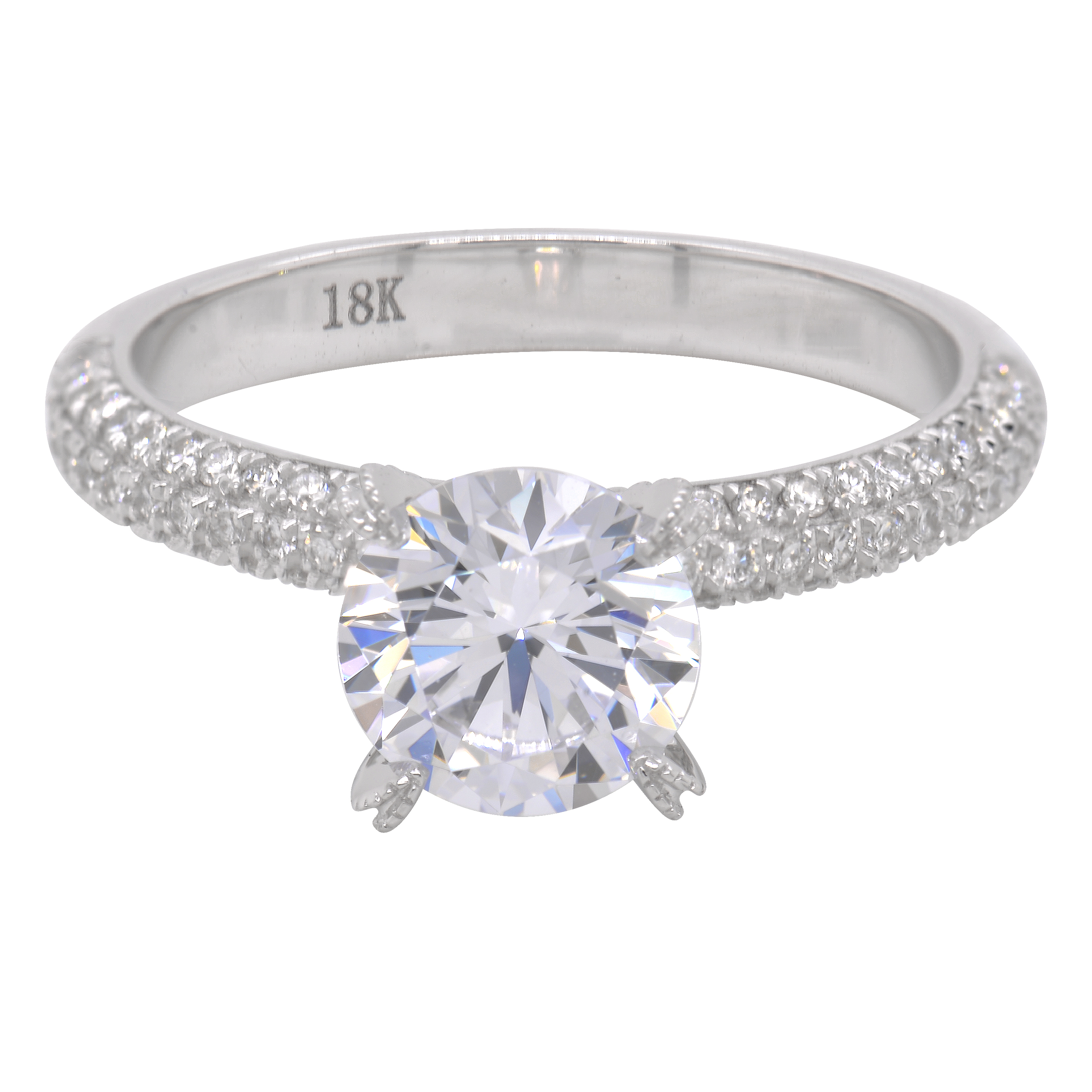 Luxury High Fashion IGI Certified 18K White Gold Micro Pave Set Engagement 1.5ct Lab Grown Diamond Wedding & Anniversary Ring