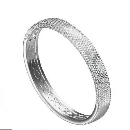 Custom Made 18K Pure Solid White Gold Diamond Bangle High Quality OEM Lab Diamond Bangles for Wedding Party Perfect Gift
