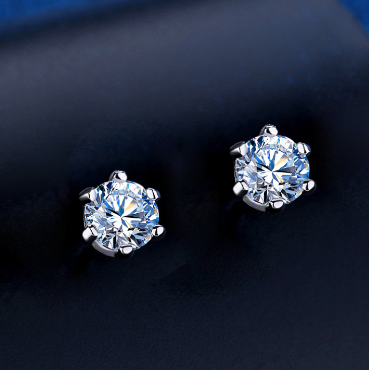 Wholesale 0.5ct 1ct Moissanite Diamond 925 Silver Studs Fine Jewelry Sets Women Jewellery 1ct Sterling Silver Rings High Quality
