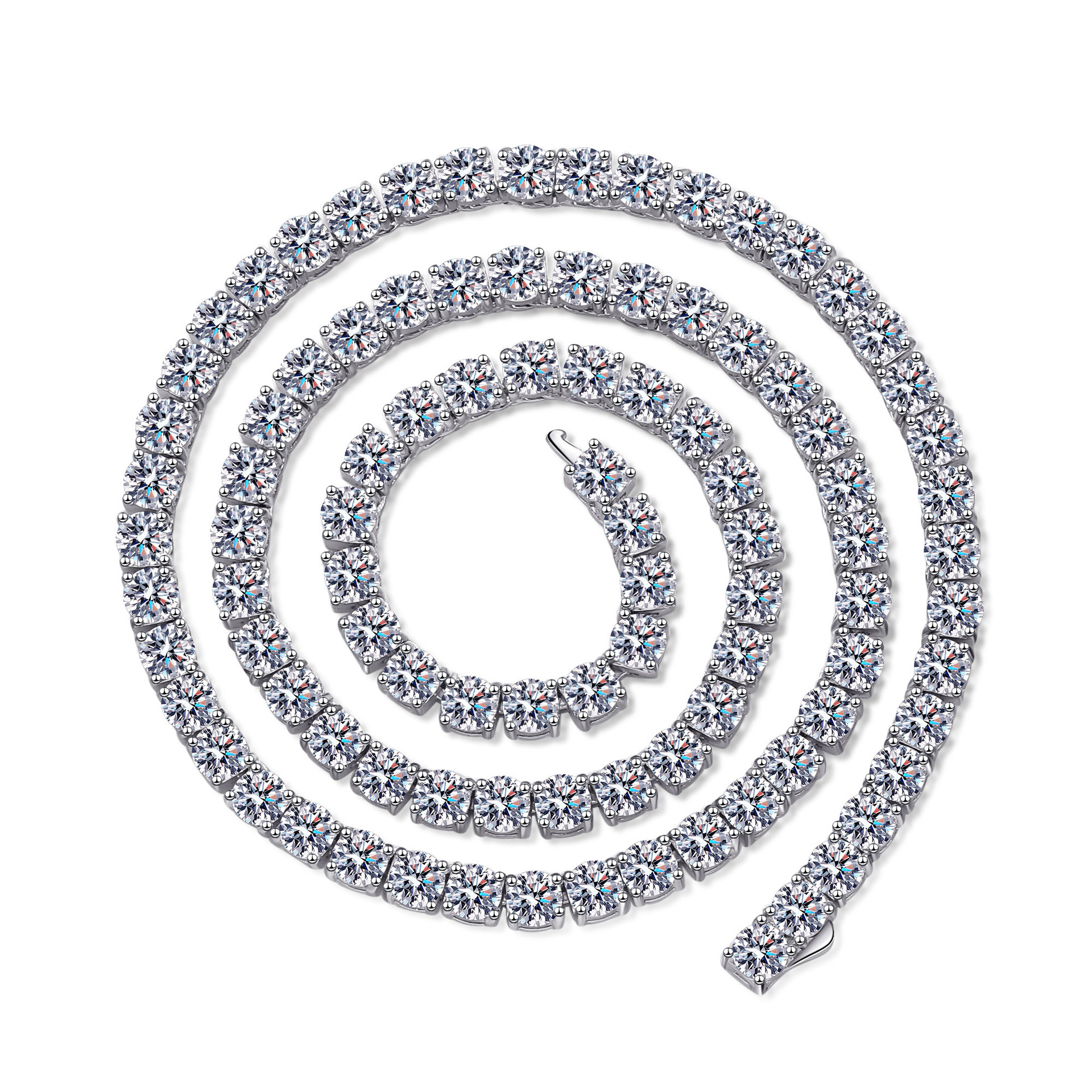 Drop Shipping Best Selling 925 Silver Necklace Full Stones Moissanite Unisex Classic Style Tennis Necklace Chain