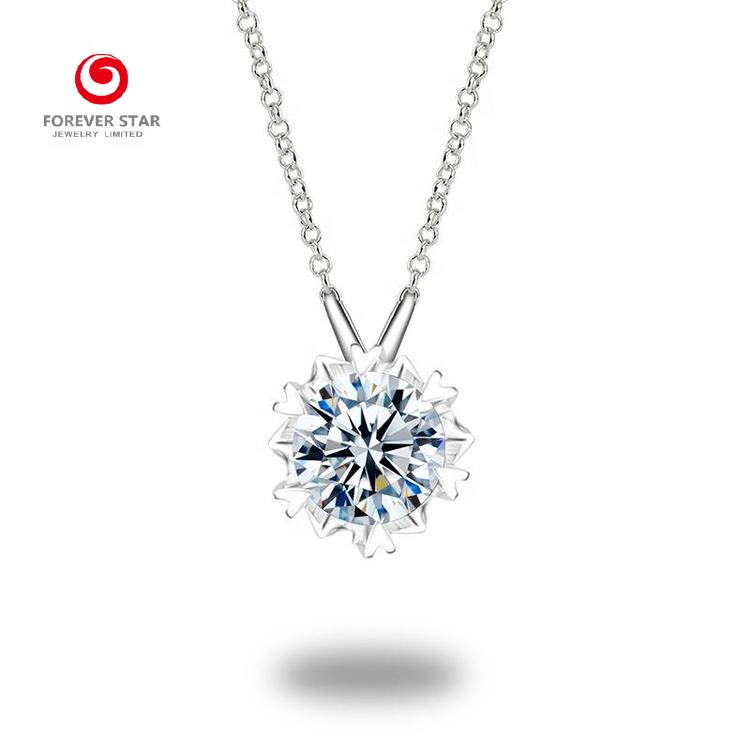 Fashion Engagement Wedding Gift Jewelry White Cubic Zirconia Snowflake 925 Silver Necklace
