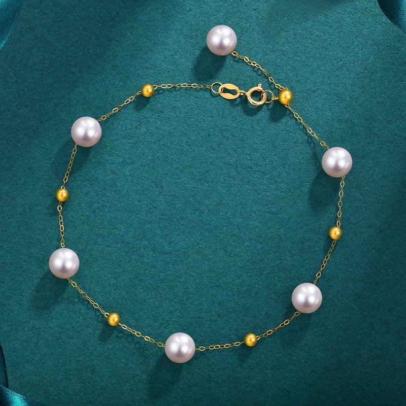 Wholesale 18K Real Gold Elegant Natural Pearl Bracelet Fashion Classic Style Jewelry for Women for Wedding and Party Gift