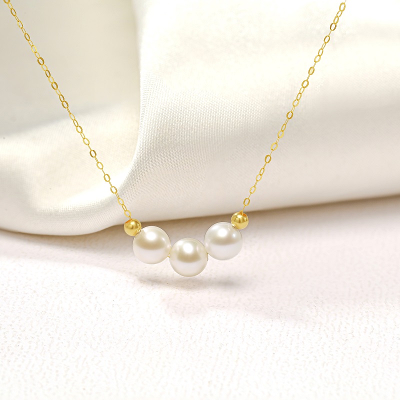 Fashion Jewelry Classic Anniversary Pearl Real Gold Necklace