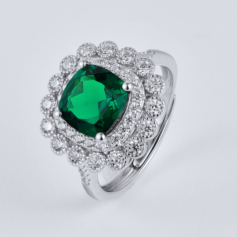 Genuine 925 Sterling Silver Emerald Rings with Green Gemstone Rings for Women Customized Gift