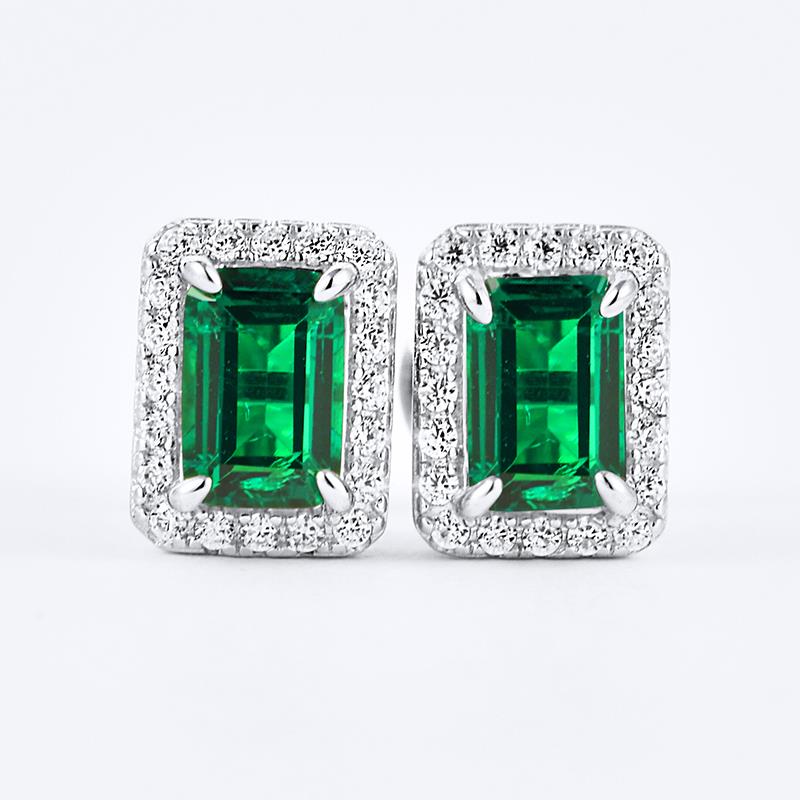 Classic Design Silver Jewelry 1ct  Emerald Cut Stud Earrings