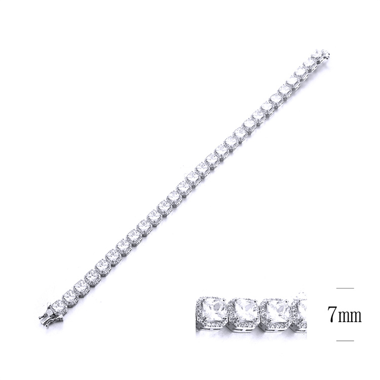 Wholesale Italian Iced Out Cubic Zircon Jewelry 925 Sterling Silver Tennis Bracelet Woman Men Silver 925 Tennis Bracelet