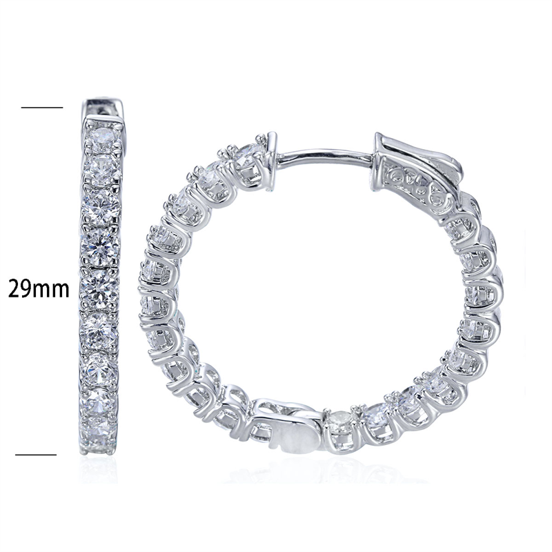 Classic 925 Sterling Silver Huggie Earrings round Bling Bling Hoop Design with Gold Silver Plating Trendy Style for Wedding Gift