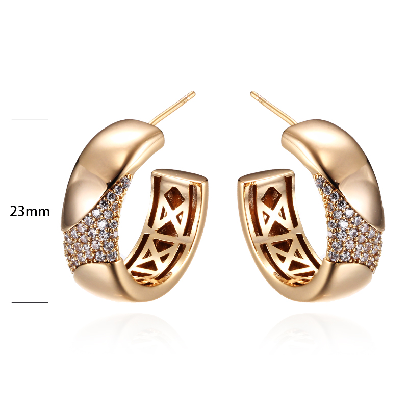 Simplicity Fashion Design 21524 Silver Needle Stud Earrings C-Shape Huggie Earrings for Women Gold Plated for Gift