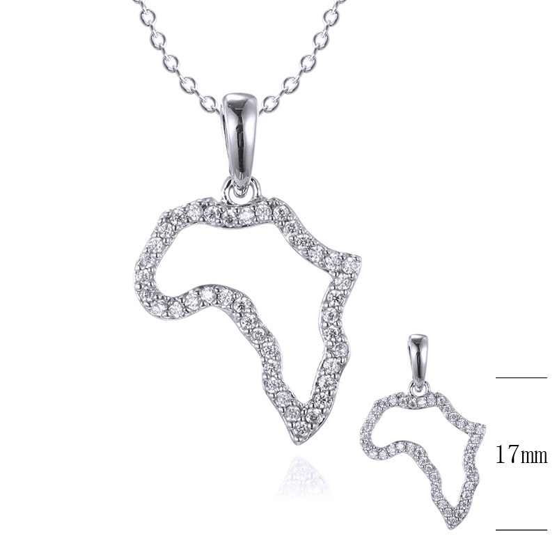 Hip Hop Style Cz Cubic Zirconia Jewelry Continental Plate Shape Copper Silver Pendant Custom Jewelry  Wholesale