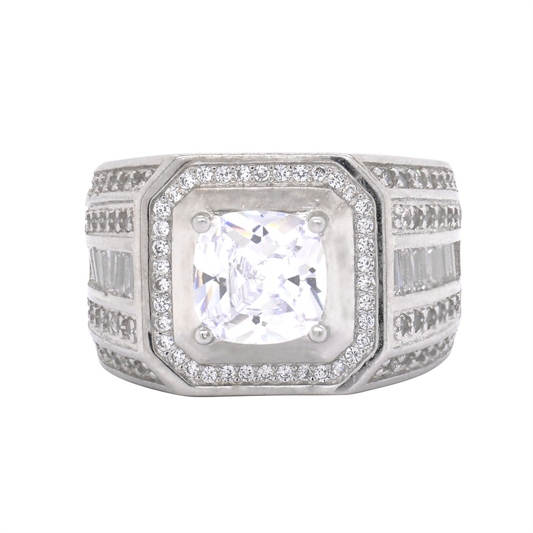 10K White Gold Rings 2carats Cushion Diamond Cut Moissanite Diamond Engagement Ring Jewelry for Men Ring