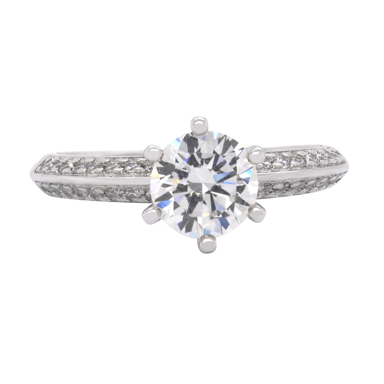 Luxury Female Round Diamond Cut Real 10k Gold Engagement Ring Moissanite Diamond Ring