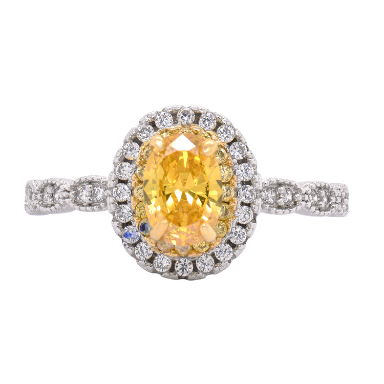Customization 10K Gold Oval Diamond Cut Moissanite 1Ct Yellow Ring