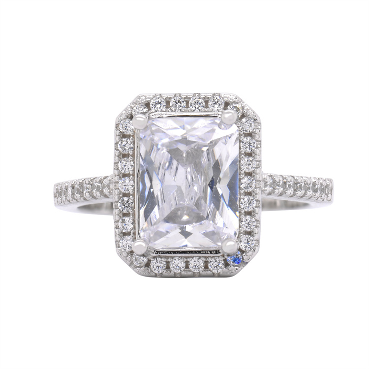 Fine Ladies Jewelry Baguette Step Cut Diamond 10K White Gold Moissanite Ring