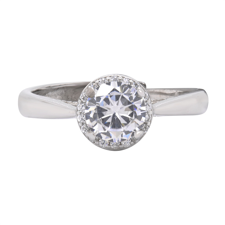 1 Carat Round Diamond Cut Moissanite Engagement Ring for Women