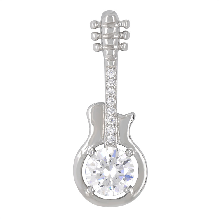 Custom VVS D Color 10k Gold Guitar Shape Moissanite Diamond Pendant for Necklace