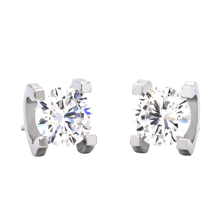 Real 10K White Gold Fashion Stud Earring Women 1 Carat Brilliant Cut Moissanite Diamond Earring Jewelry