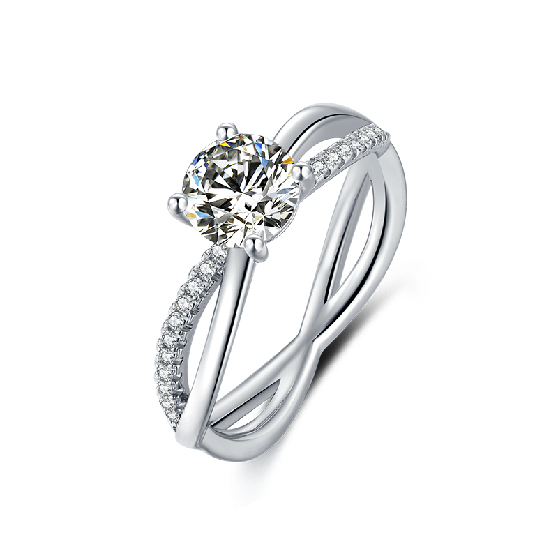 Hot Sale 925 Sterling Silver Twisted Moissanite Engagement Ring GRA Certified Certified Hot Selling Product