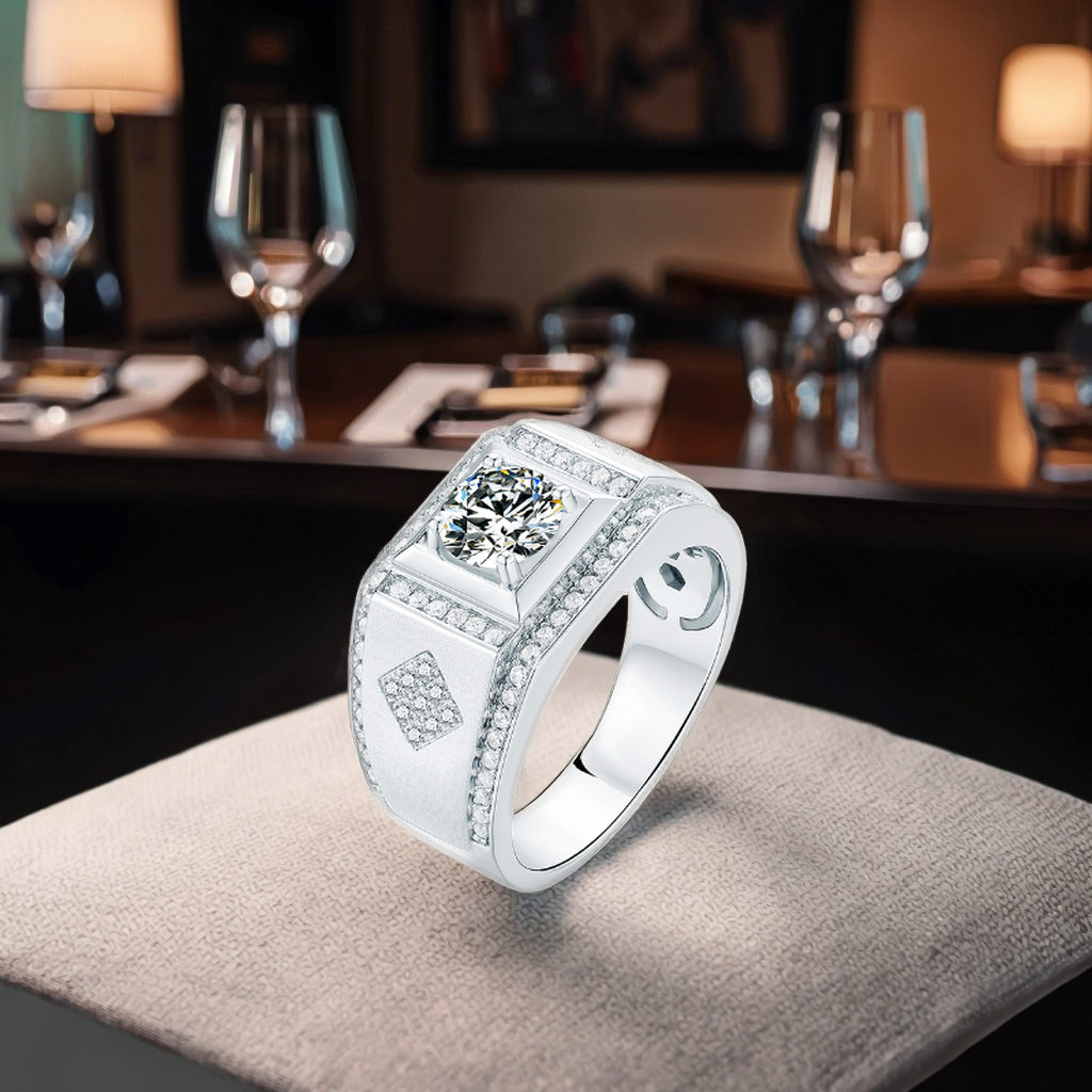 Hot New Arrival 1CT VVS Moissanite Silver Men's Ring Stylish Designs for Him