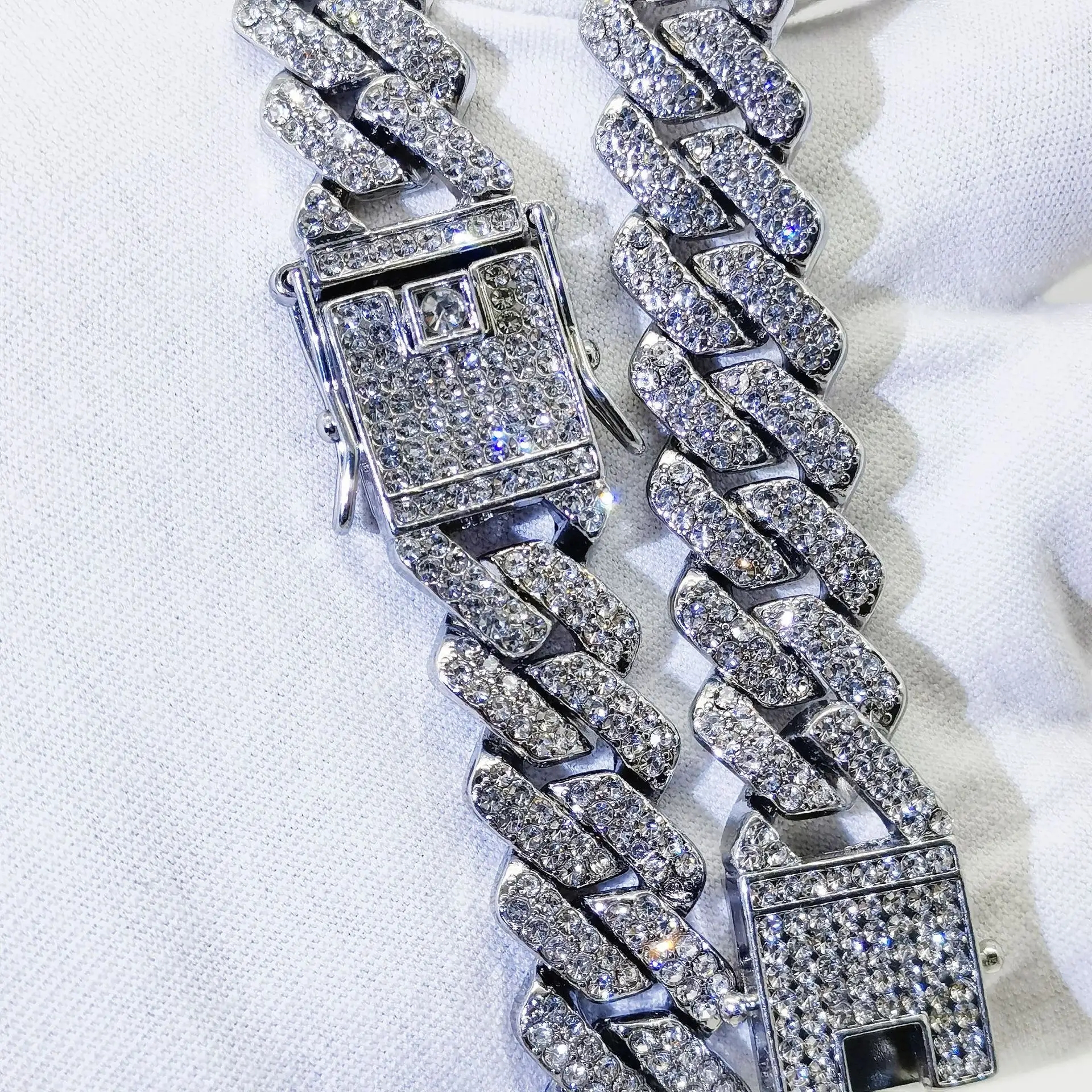 5A Sterling Silver Gold Plated Hip Hop Mens Cuban Link Chain Necklace Iced Out Third Party Certified