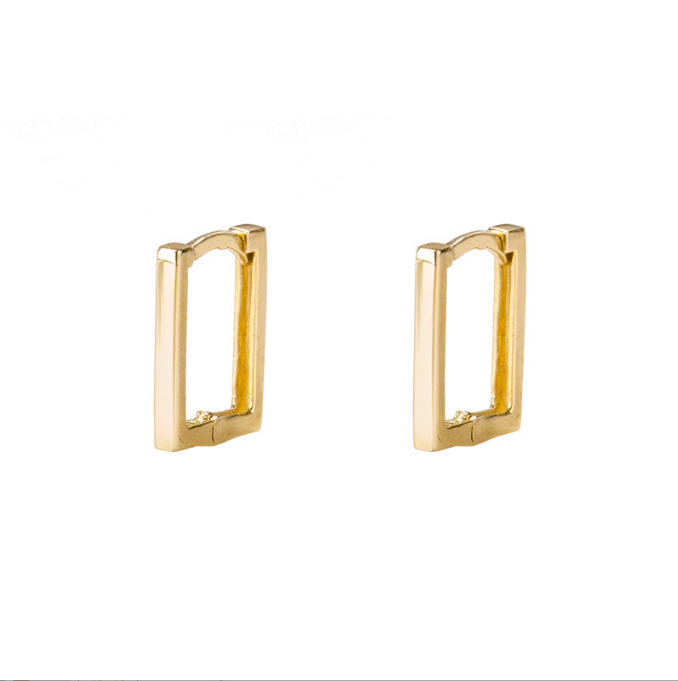 Minimalism Square Huggies 14K Gold Filled Hoop Earrings Solid Gold Earring