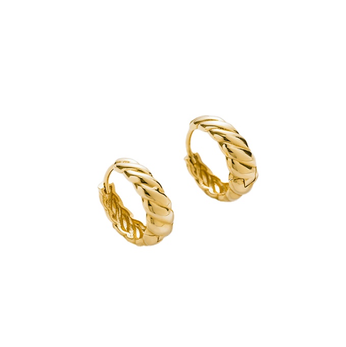Simple Minimalism Rope Shape Twist 14K Solid Gold Filled Jewelry Hoop Earrings Wholesale