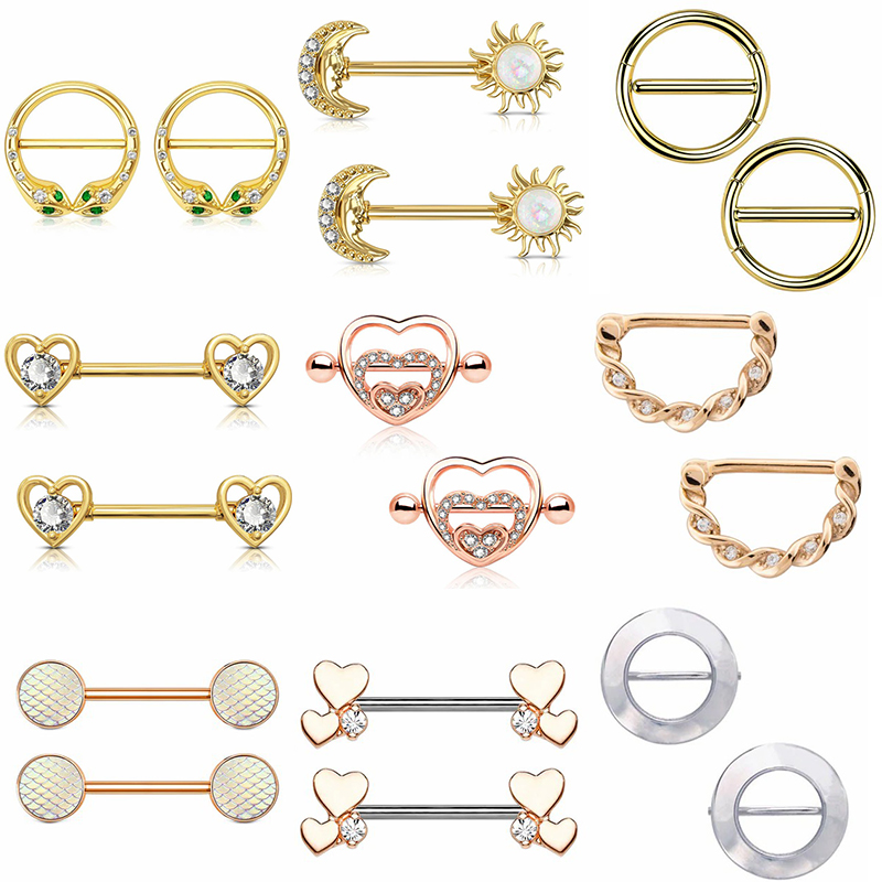 Customized 10K Gold Barbell Nipple Ring Fashionable Personality Jewelry for Women's Wedding Zircon Piercing Nipple Nails