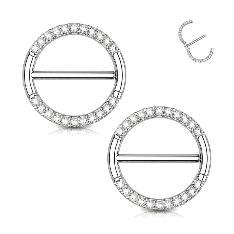 High Quality 10k 14k 18k Gold 14G Circular CZ Clicker Sexy Nipple Ring Body Piercing Jewelry