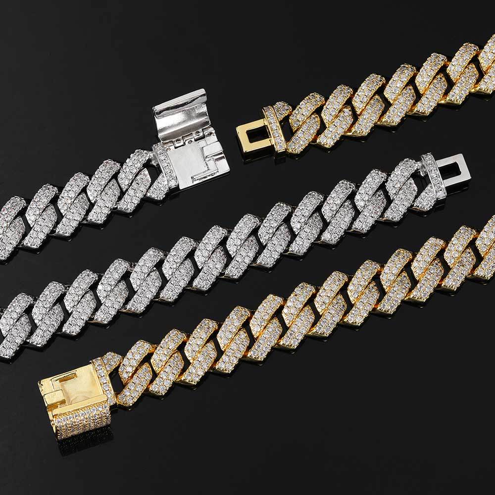 14mm Miami Diamond Women Men Zircon Cuban square Link Chain Brass Iced Out Zircon Copper Hip-hop Necklace Jewelry
