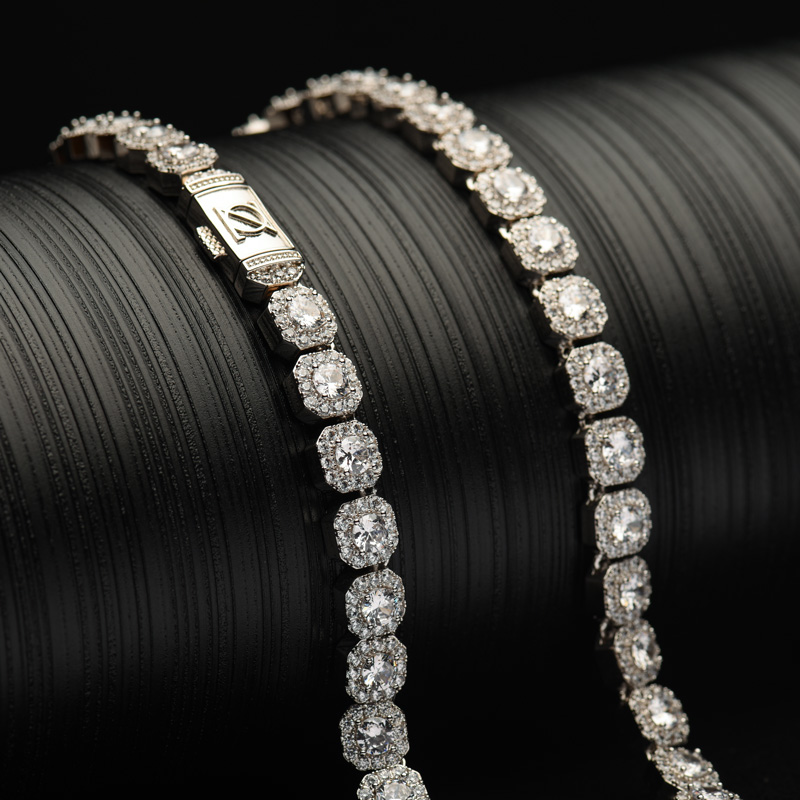 Men's HipHop Style Cubic Zirconia 925 Sterling Silver Jewelry Cuban Tennis Chain CZ Diamond Necklace