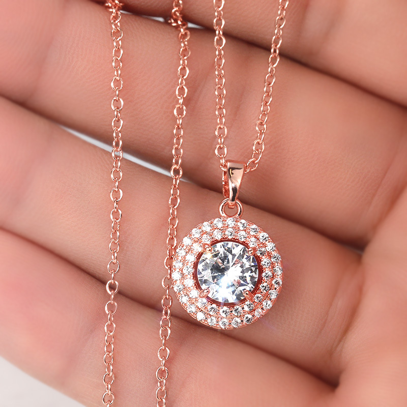 Customizable 925 Sterling Silver Moissanite Pendant Necklace 1ct-3ct Gold Plated for Women Party Chain Jewelry Perfect Gift