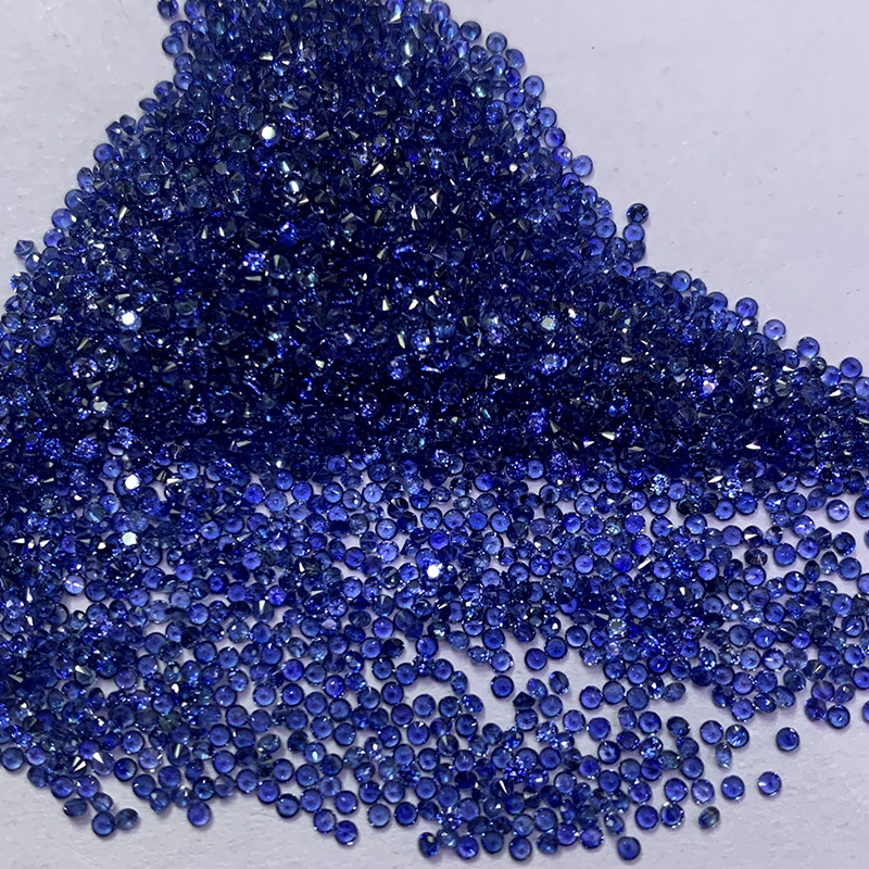 Natural Blue Sapphire Stone Small Full Size 0.8-1.9mm Brilliant Cut 1ct Diamond Material for Jewelry
