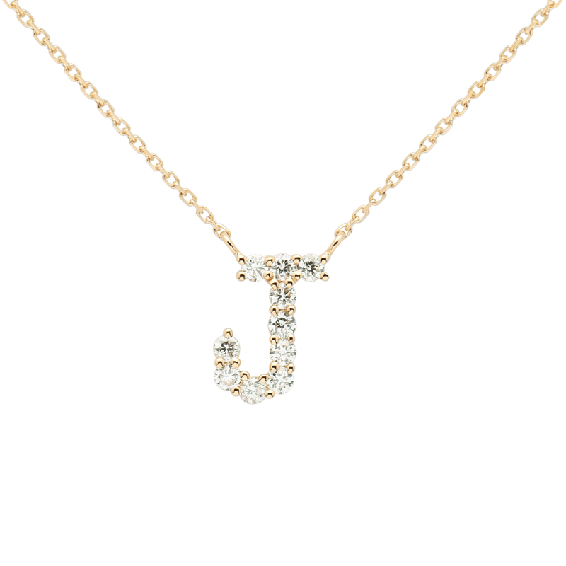 Simple Design Cute 18K Gold Yellow Link Chain Letter J Charm Pendant Necklace for Women NGTC Certified Wedding Anniversary Gift