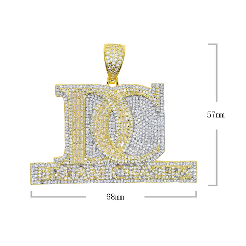 Men's OEM Link Chain Engagement Square Pendant Necklace Gold Silver DC Dream Chasers BlingBling Classic Jewelry