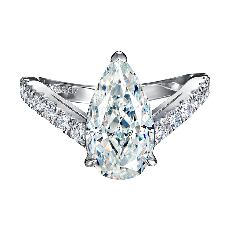 Luxury 3ct High Carbon 18k Real Gold Water Drop Diamond Ring Pear-Shaped Big Diamond Engagement Wedding Ring for Women Inlaid