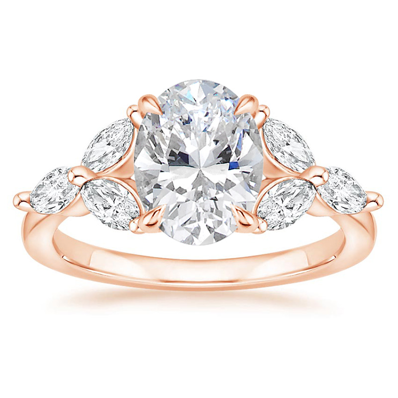 Wholesale Trendy GRA Certified 18K Rose Gold 2.5CT Oval Cut Lab Diamond Engagement Wedding Anniversary Ring Solid Gold Ladies