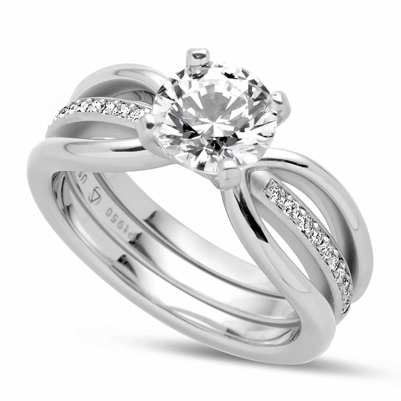 High Quality Women Wedding Engagement Ring Jewelry 1ct Round Brilliand  Cut  CVD Diamond HPHT Lab Diamond Ring