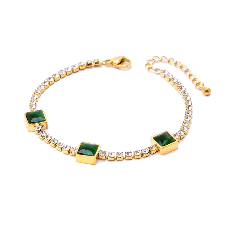 Wholesale Good Price Yellow Plated CZ Fashion Jewelry Stainless Steel Jewelry Bracelets Women