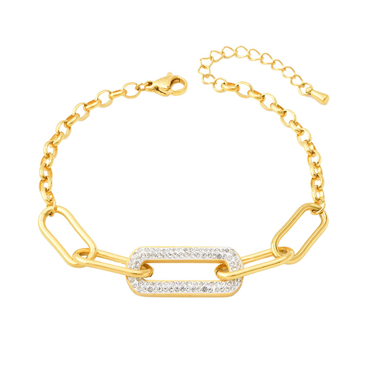 Factory Direct Price Good Quality O Shape Chain Yellow Gold Plated Stainless Steel Chain Bracelet Jewelry