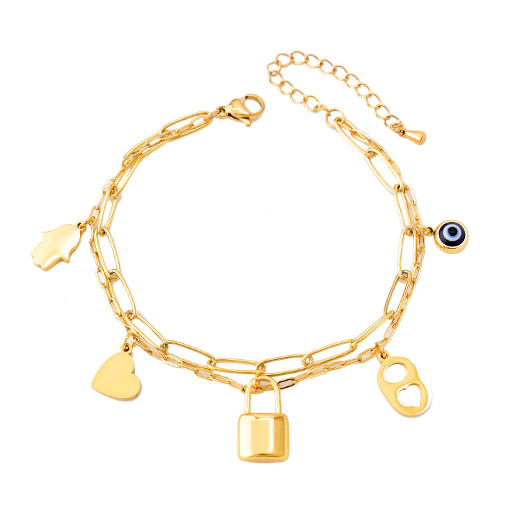 Drop Shipping High Quality Gold Plated 2023 Fashion Stainless Steel Bracelets Heart Lover Bracelet