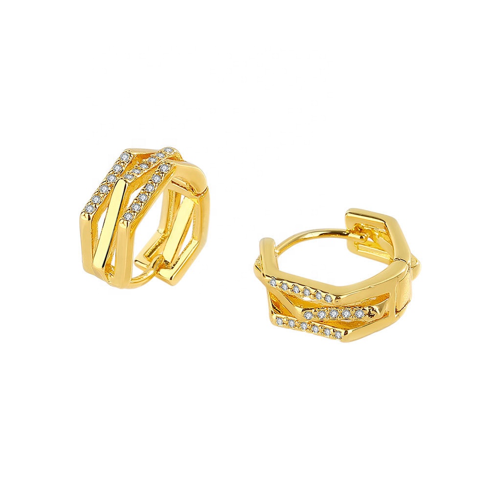 Fashion Jewelry Factory Hot Sale Yellow Gold Plated Brass Women Hoop Earrings