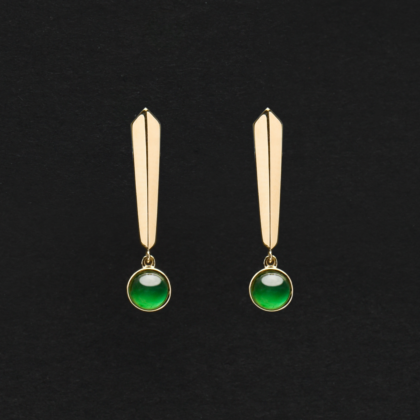 New 18K Real Gold Imperial Green Jadeite Earrings for Women Classic Style Unisex Jewelry