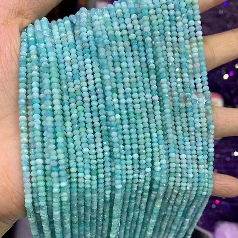 Hot Selling Natural Blue Amazonite Gemstone Beads 2/3/4/2*3mm Faceted Cutting Loose Gems for Jewelry Making