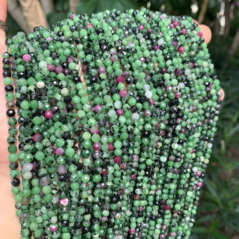 Natural Faceted Cutting Ruby Emerald Gemstone Beads 2-4mm Loose for Jewelry Making Red Ruby Green Emerald Beads