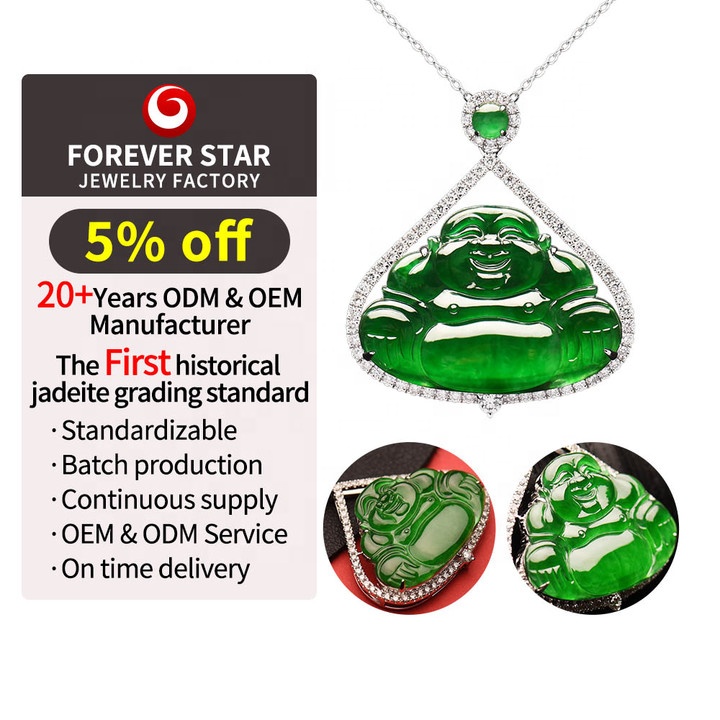 High Quality Imperial Green Jadeite 18K Real Gold Diamond Jewelry Exquisite Buddha Pendant Fine Pendants & Charms